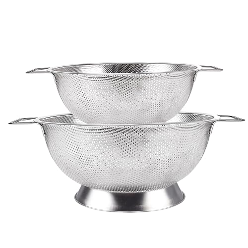 Gulex Stainless Steel Colander Set, Kitchen Strainer, Dishwasher Safe - size: 3QT+5QT