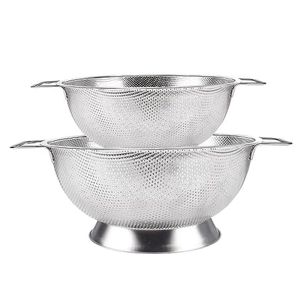 Gulex Stainless Steel Colander Set, Kitchen Strainer, Dishwasher Safe - size: 3QT+5QT