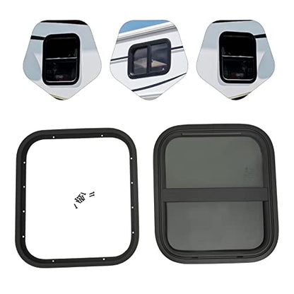 Vertical Sliding Black RV Window for Teardrop, Cargo, Horse Trailer, Marine Camper Window Replacement,14" Wide x 16" Tall - size: 14"x16"