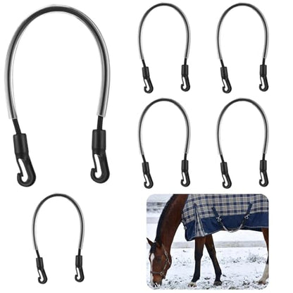 6 Pcs Horse Blanket Leg Straps, Elastic Horse Blanket Replacement Straps with Ended Clips & PVC Cover Tube, 20.1-27.6" Stretchy Rug Leg Accessories