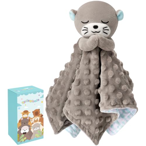 Loveys for Babies, Gray Prayer Otter Baby Security Blankets | Kawaii Baby Blanket Lovey for Newborn Infant Toddler, Lovey Baby Snuggle Toy Stuffed Animal, 12in Baby Gifts for Boys Girls - color: Gray Otter