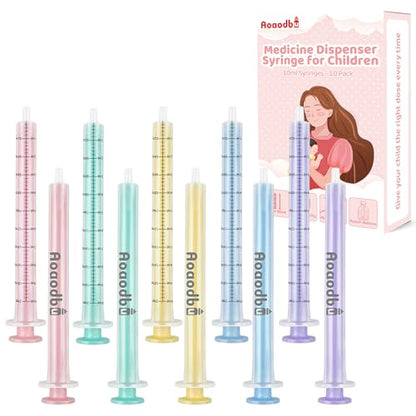 Baby Medicine Dispenser 10ML Syringe For Children,10ML Oral Syringes, Liquid Plastic Syringe Without Needle,Leak proof Dosing Tools,5 Uniquely Colour Syringes - 10 Pack - size: 10ML-10 Pack