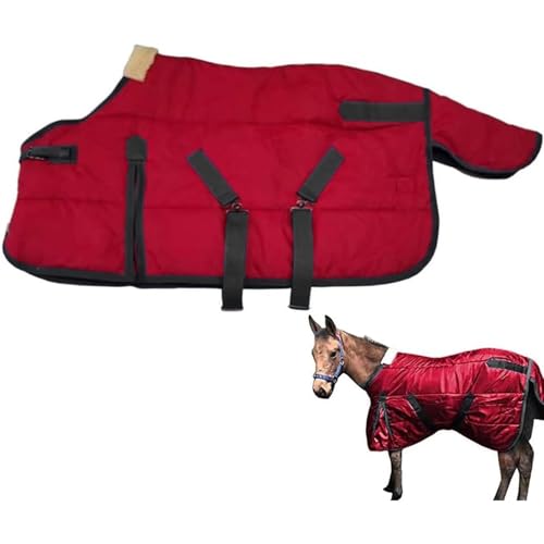 La La Pet Waterproof Warm-Keep Horse Turnout Blanket Adjustable and Breathable Clothes for Horse Mini Pony Ripstop Medium Weight 220g Poly Fill for Winter Red 46Inches - color: Red, size: 46IN