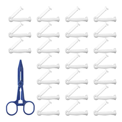 POPETPOP Umbilical Cord Clips Set Umbilical Nursing Clamps for Piglets Livestock Breeding Tools Whelping Kit with Scissors Non-Slip Serrated Clamp for Newborn Piglets 5.90 X 2.75 X 0.39 in
