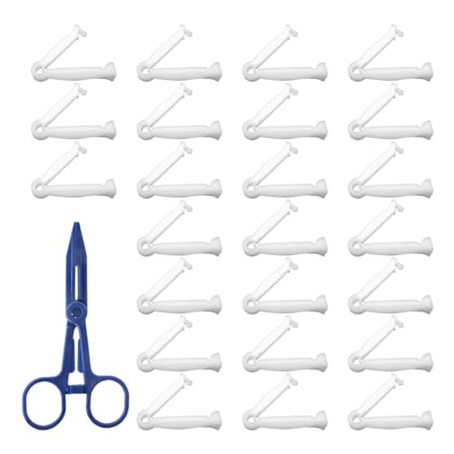 POPETPOP Umbilical Cord Clips Set Umbilical Nursing Clamps for Piglets Livestock Breeding Tools Whelping Kit with Scissors Non-Slip Serrated Clamp for Newborn Piglets 5.90 X 2.75 X 0.39 in