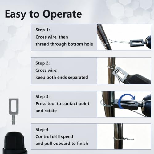 2PCS Electric Wire Twisting Tool, Replaces Hand Twisting, One-Piece Cast Carbon Steel, 1/4" Hex Shank Fits Most Drills, for Fencing, Rebar Tying, Farm & Construction