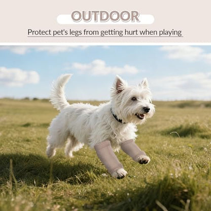 ROZKITCH 4 PCS Dog Front Sleeve to Help Reducing Licking Scratching Elbow - color: Cinnamon, size: M-Leg Girth: 2.67in
