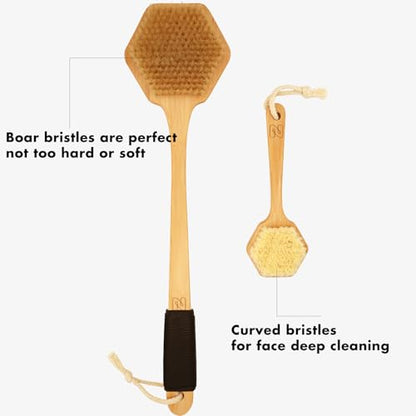 NORTHSONG Body Brush+Face Brush,Deep Cleaning Exfoliating Set,Gift Ready - size: 17.72 Inch back brush+face brush-2Packs