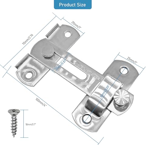 2 Set 4" Gate Latches Safety Door Lock for Barn Door, Stainless Steel Farm Flip Gate Latch,Silver - size: Silver - 4"