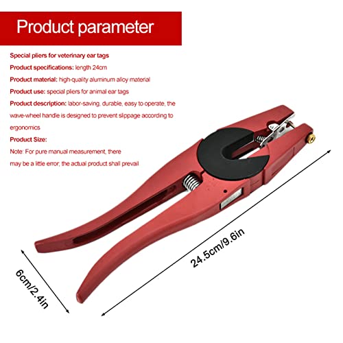 HEEPDD Livestock Ear Tag Plier, Alloy Animal Ear Tag Install Tool, Red