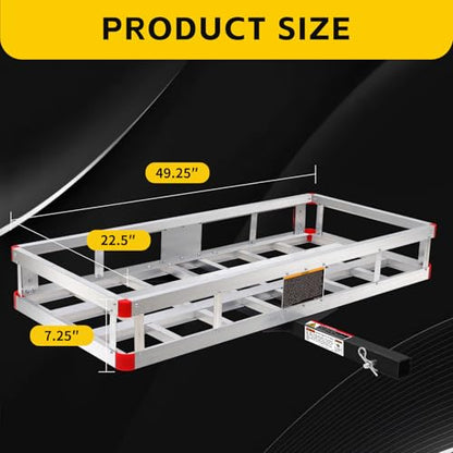 MaxxHaul 70108 Aluminum Cargo Carrier With High Side Rails- Trailer Hitch Mount For RV's, Trucks, SUV's, Vans, Cars With 2" Hitch Receiver - 500-lb Load Capacity, Grey, 49" x 22.5" - style: Cargo Carrier