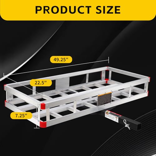 MaxxHaul Aluminum Hitch Mount Cargo Carrier with Tightener - 500 lb Capacity Basket for 2 Inch Receiver - Rust-Proof Rack for RV Truck SUV Van (50881) - style: With Hitch Tightener