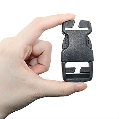 No Sewing Required Buckle 6PCS 25mm Multi-Size Black Plastic Non-Slip Quick Release Buckles Repair Kit for Backpack Bag, Adjustable Release Buckles