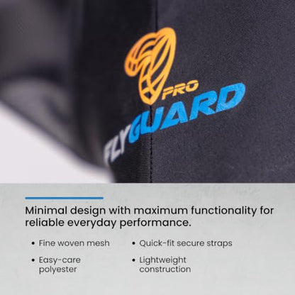 FlyGuard Pro Stretch Fly Mask with Ears | Extra Full Size | Ultra‑Comfort Fit | 3D Dome Eye Mesh | 70% UV Blocking, Breathable Stretch Fabric | Full‑Coverage Fly & Midge Protection - Jet Color - size: Extra Full
