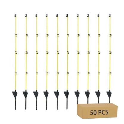 45 inch Fiberglass Electric Fence Posts,Electric Fence Stakes,Yellow 50 pcs - color: 45 INCH, size: 50 pcs