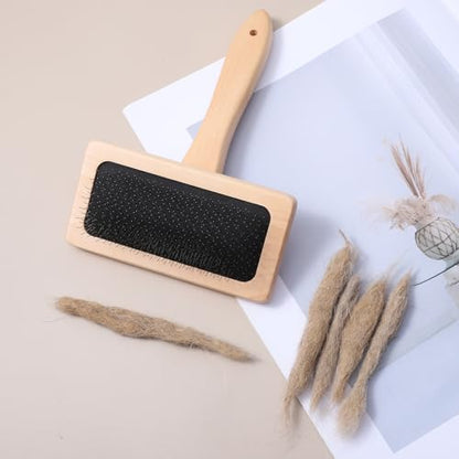4 Pcs Hand Carders for Wool, Wool Carders & Carding Brush Set with Wood Handle, 4.72" x 7.09" Yarn Brush for Needle Felting, Pet Grooming, Yarn & Fiber Craft Projects (Natural Wood)
