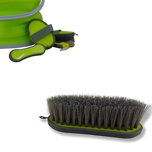 Collapsible Grooming Kit 10 Liter Bucket and 5 Grooming Tools - By Southwestern Equine (Lime Green) - color: Lime Green