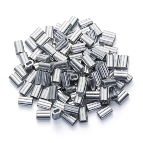 1/16 Aluminum Ferrules, Crimping Loop Sleeves 200PCS, Wire Rope Crimps | Aluminum Wire Crimp Sleeves For Cable And Picture Hanging Wire. Ferrule Design For Wire Rope Crimping And Cable Connections. - size: 1/16" (200PCS)