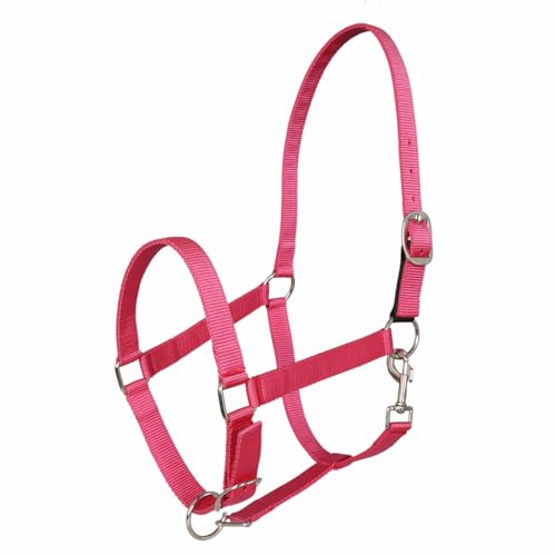 TuffRider Miller's Adjustable Nylon Halter with Snap and Breakaway Leather - color: Magenta, size: Pony