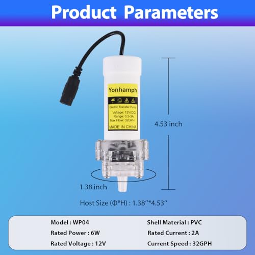 Food Grade Small Electric Water Transfer Pump,110V,Adjustable Speed 0-2LPM - color: White-with Speed Adjustable