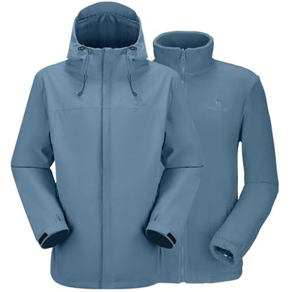CAMEL CROWN Men's Ski Jacket 3 in 1 Waterproof Winter Jacket Snow Jacket Windproof Hooded with Inner Warm Fleece Coat - color: Tower Grey, size: Medium