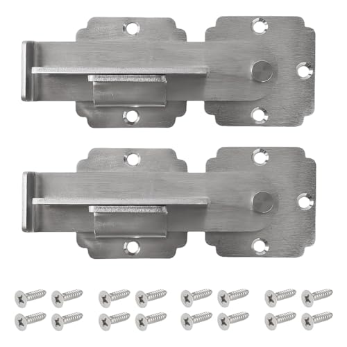 Flip Gate Latch Lock with Padlock Hole, Heavy Duty Stainless Steel Door Latch for Outdoor Wooden Fence, Swing Open Gate, Double Gate, Barn Door, Shed, Vinyl Fence, Yard (Silver (2 Pcs)) - color: Silver (2 Pcs)