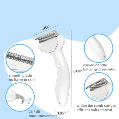 Undercoat Rake for Dogs & Cats, 3-in-1 Skin-Friendly Pet Fur Brush with One-Click Self-Clean Button, Deshedding Dog Brush for Long haired Pets, Cat Comb Removes Matted Fur & Loose Hair (Light-Green) - color: Light-Green