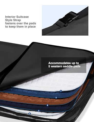 Harrison Howard Western Saddle Pad Carrier Holds Multi-Pads with Vented Sides English or Western Tack Bag in Black - color: Black