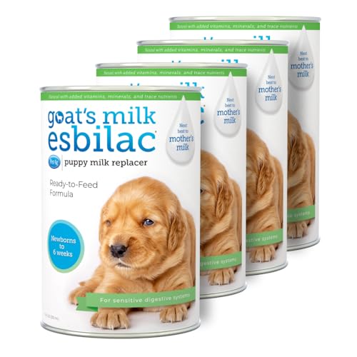Pet-Ag Goat’s Milk Esbilac Liquid - 11 oz, Pack of 4 - Ready-to-Feed Puppy Formula with Vitamins, Minerals, and Trace Nutrients for Puppies Newborn to Six Weeks Old - for Sensitive Digestive Systems - size: 11 Oz (Pack of 4)
