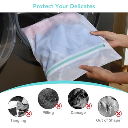 OTraki Mesh Laundry Bag for Delicates 12x16 inch Small Laundry Wash Bags for Washing Machine with Reinforced Zipper for Delicates Bra Socks Underwear, Don't Drying, Melting 140-176℉ White - size: 12 x 16 inch