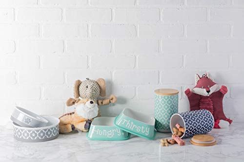 Bone Dry Lattice Pet Treat Jar with Bamboo Lid, Dishwasher Safe, Canister, 4x6.5, Aqua (Pack of 6) - color: Aqua, size: Treat Canister, 4 x 6.5 in (Pack of 6)