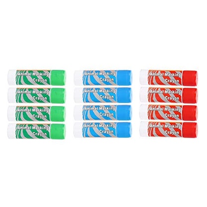 Livestock Crayon, 12Pcs Large Livestock Marking Crayons, Red Green Blue Color Marker Pens Water-resistantfor Pigs, Animal Identification, Marking Skin