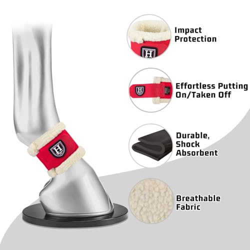 Harrison Howard Essential Premium Horse Pastern Wraps with Berber Fleece Lining Sold in Pairs Red - color: Red