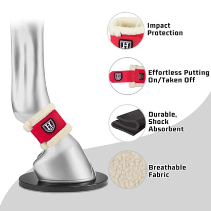 Harrison Howard Essential Premium Horse Pastern Wraps with Berber Fleece Lining Sold in Pairs Red - color: Red