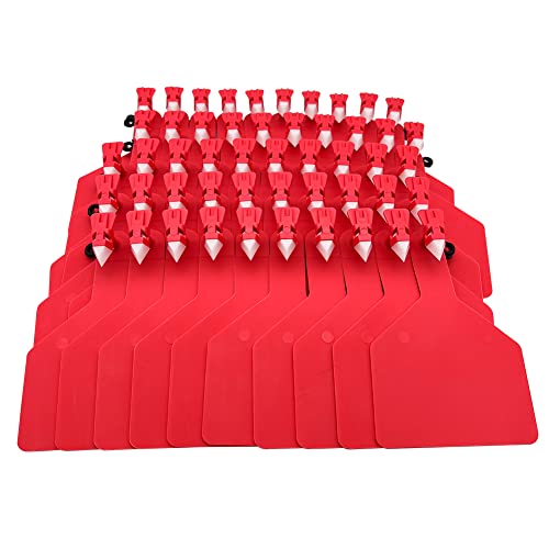 50 Pcs Blank Cattle Ear Tags, TPU One-Piece Flexible Livestock - color: Red