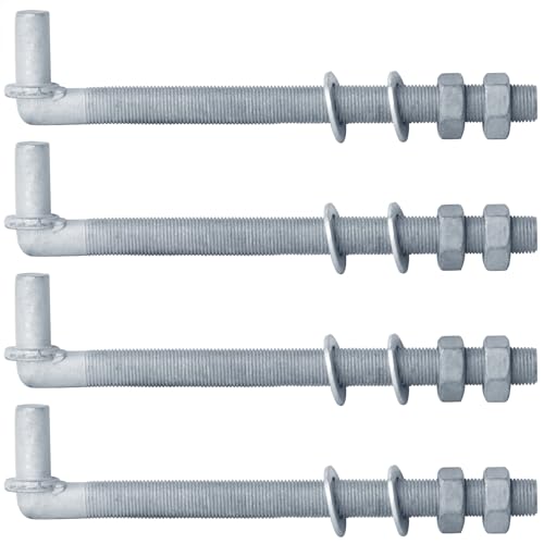 4 Pack 5/8" J-Bolt Gate Hinges, Threaded Post Hinge Pin, 5/8" x 11-1/4" - size: 5/8" x 11-1/4"