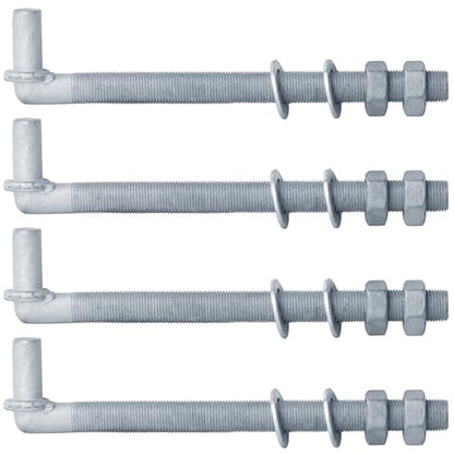 4 Pack 5/8" J-Bolt Gate Hinges, Threaded Post Hinge Pin, 5/8" x 11-1/4" - size: 5/8" x 11-1/4"