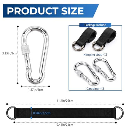 2 PCS Tree Swing Straps Hanging Kit with 2 Carabiners, 29cm / 0.95FT Length Tree Swing Hanging Straps Kit Perfect for Tree Swing Hammocks Punching Bag Gym Bar Chair Seat Outdoor - size: 0.95ft 2PCS