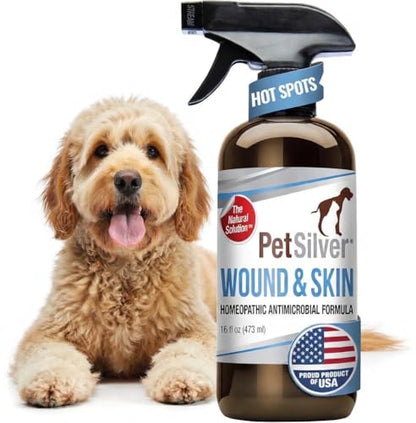 PetSilver Wound Spray, Silver Dog Wound Spray, Hot Spot, USA Made, 16 oz - size: 16 oz.