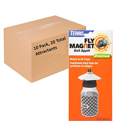 TERRO Fly Magnet Replacement Bait for T380-20 Fly Magnet Trap Attractants - Attract and Trap Flies - Bait for House, Barn, and Bottle Flies - T382, Includes 10 Packs (20 Total) Baits