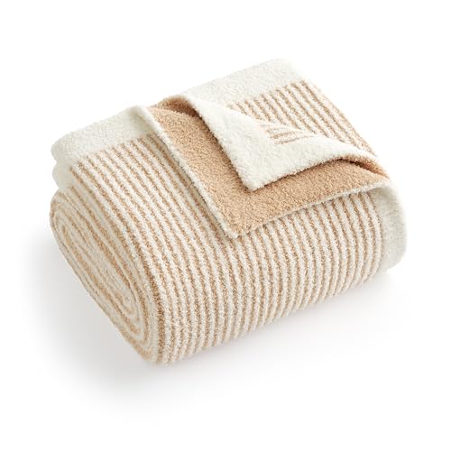 Snuggle Sac Fluffy Bedding Blanket Twin Size, Soft Luxurious Knit Throws, Fuzzy Microfiber Blankets for Couch, Sofa, Bed, Cream Beige, 60x80 inches - color: Cream/Beige, size: Twin(60"x 80")