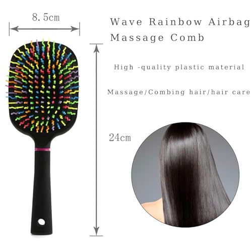 1000RB Rainbow Paddle Mane and Tail Brush Detangler Plastic Forky Comb for Horses