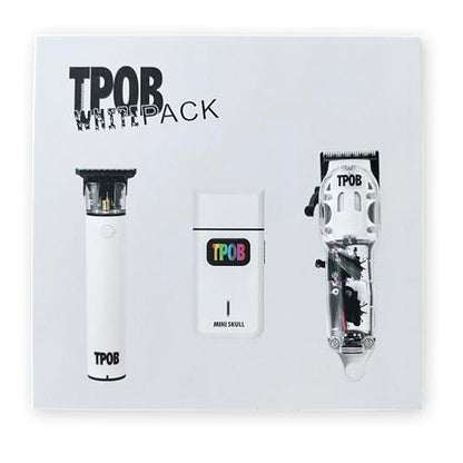 TPOB Slime 2 Barber Hair Clippers Trimmer Shaver Set for Men with Matte case and X Fade Blade (Matte White) - color: Matte White
