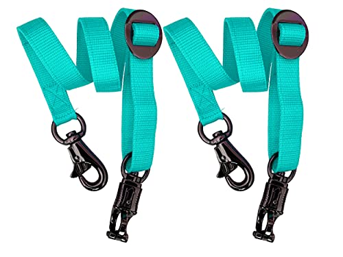 Majestic Ally Pack of 2, Double Thick Trailer Tie for Horse Haulage with Adjustable Buckle, Panic Snap and Bull Snap – 1 Inch by 36 Inch (Turquoise) - color: Turquoise