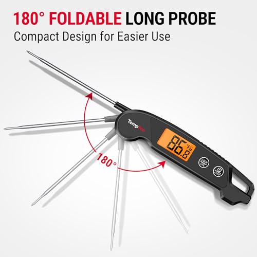 TempPro TempSwift 1 Sec Digital Meat Thermometer Instant Read Thermometer | Cooking Thermometer with Backlight Calibration, IPX6 Waterproof Kitchen Food Thermometer for Smoker Grill Candy Oven Baking
