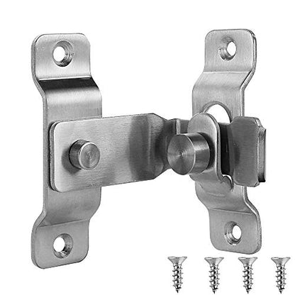 JQK Flip Door Latch, 90 Degree Heavy Duty Stainless Steel Bar Gate Latches Safety Door Lock, Brushed Finish, DL149-BN - color: Brushed