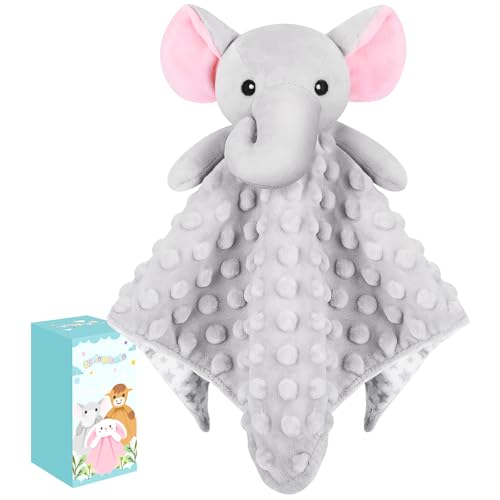 Loveys for Babies, Gray Elephant Baby Security Blanket | Soft Baby Blanket Lovey for Newborn Infant Toddler, Lovey Baby Snuggle Toys Stuffed Animal, 12.4in Baby Gifts for Boys Girls - color: Grey Elephnat