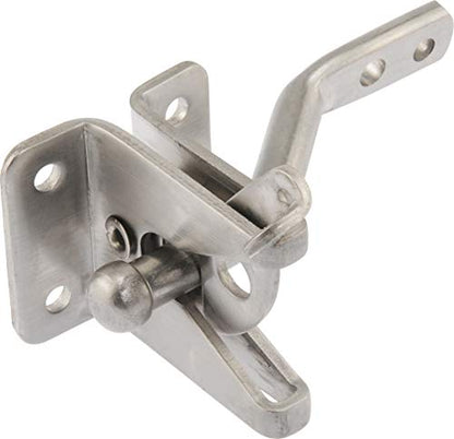 Hardware Essentials 853340 Universal Gate Latch Stainless Steel, 1 Piece, 1.87 x 3.75 x 7.5 inches | Stainless steel, self-latching with security bar, fits right or left hand gates, for pet gates or outdoor gates