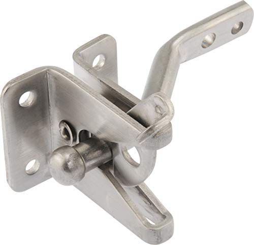 Hardware Essentials 853340 Universal Gate Latch Stainless Steel, 1 Piece, 1.87 x 3.75 x 7.5 inches | Stainless steel, self-latching with security bar, fits right or left hand gates, for pet gates or outdoor gates