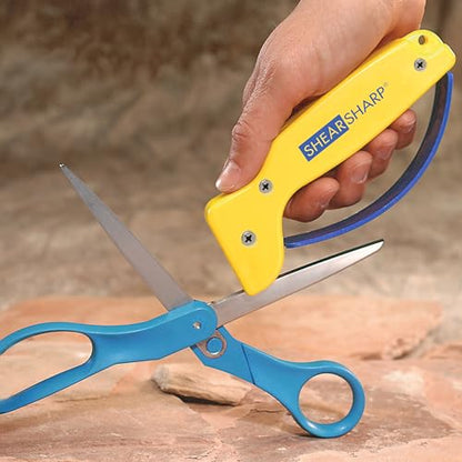 AccuSharp Hand-Held Carbide Blade Sharpener & ShearSharp Scissor Sharpener, Restores and Hones Straight & Serrated Knives, Revives the Edge of General Purpose Scissors - color: White & Yellow